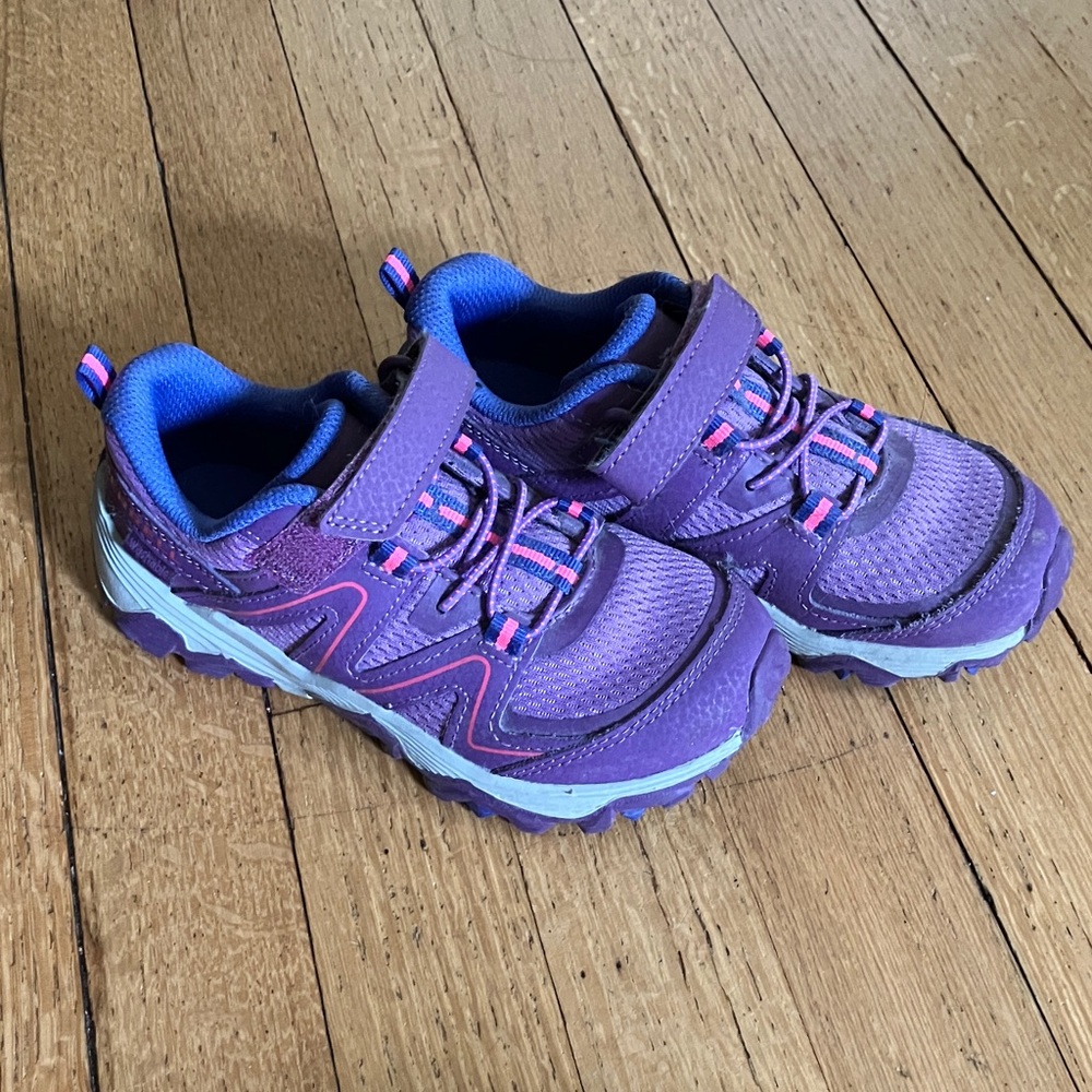 Merrell Kids' Hiking Sneakers, Purple with Velcro Straps.
